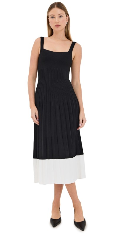 STAUD Ellison Dress Black/Ivory