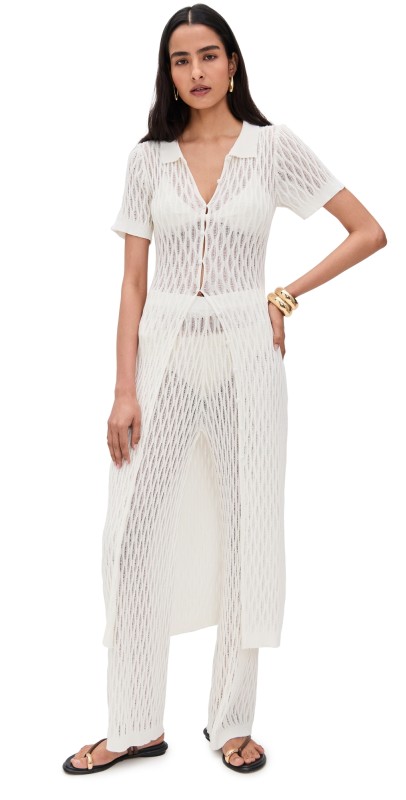 MINKPINK Kirra Pointelle Knit Top White