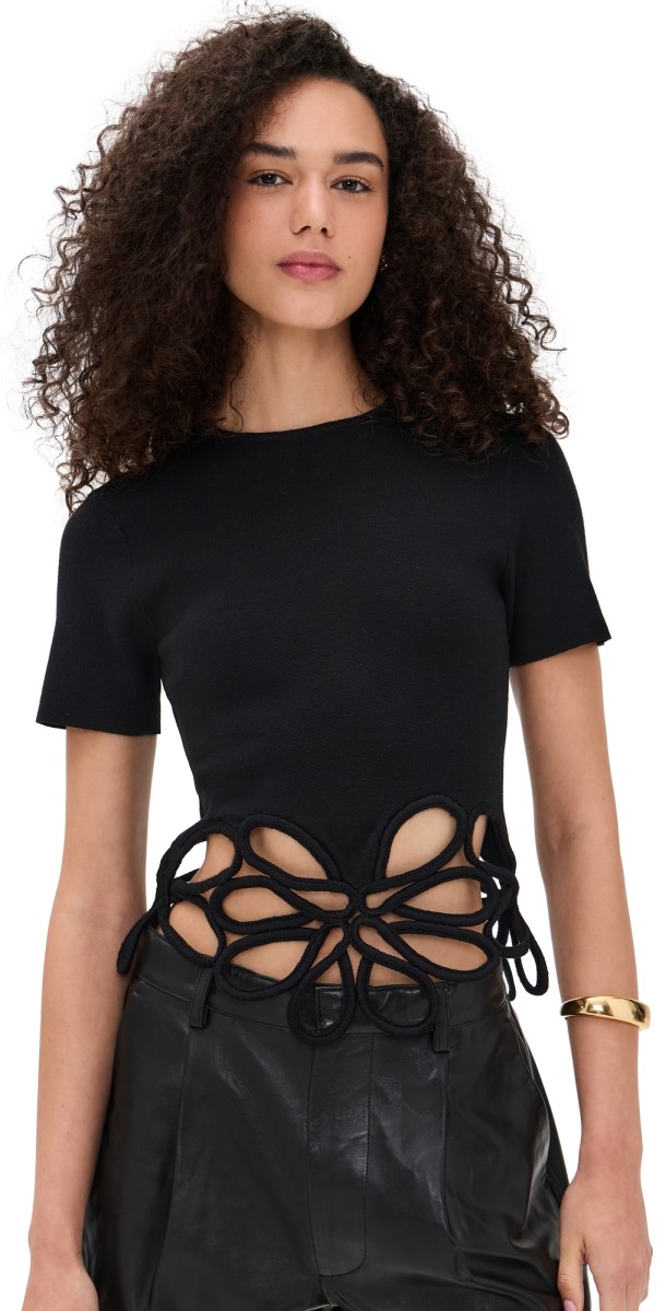 Cult Gaia Eres Knit Top Black