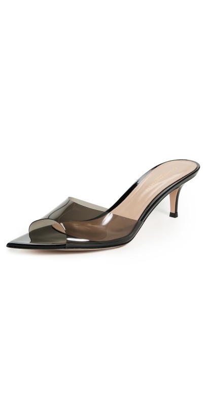 Gianvito Rossi Elle 55 Glass + Vernice Sandals Fume/Black