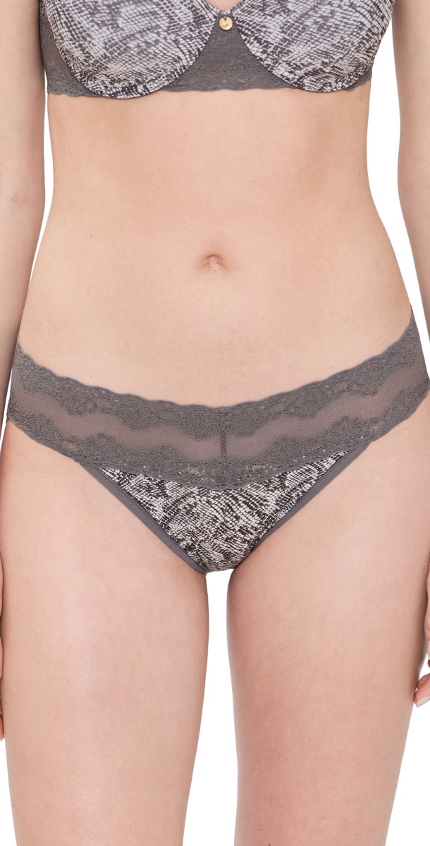 Natori Bliss Perfection One Size V-Kini Chrome Python Print