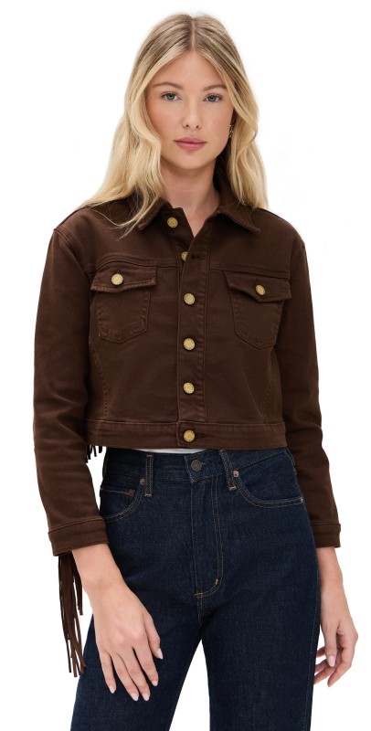 L'AGENCE Koda Fringe Crop Jacket Brown