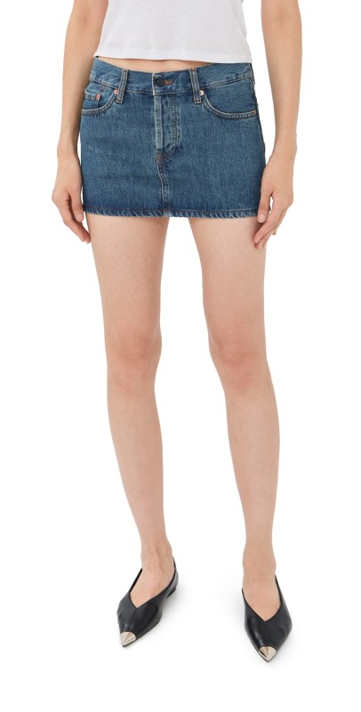 WARDROBE. NYC Denim Micro Mini Skirt Indigo