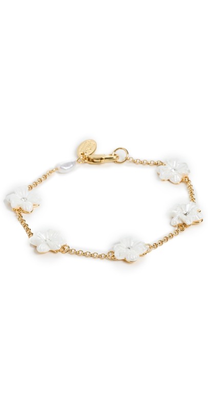 Kenneth Jay Lane Pearl/Crystal Center Lobster Claw Bracelet Gold/Pearl/Crystal