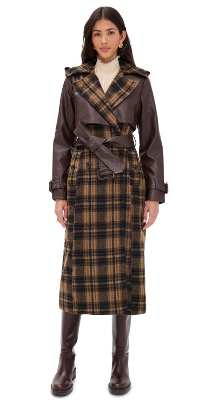 Avec Les Filles Oversized Maxi Combo Trench Coat Multi