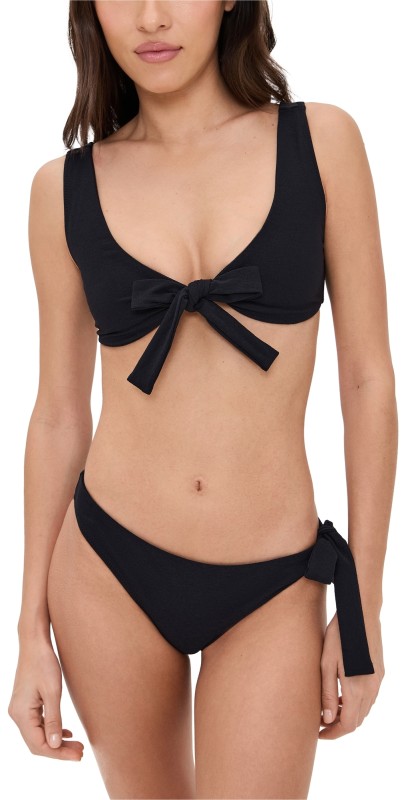 Lisa Marie Fernandez Bow Bikini Set Black Crepe