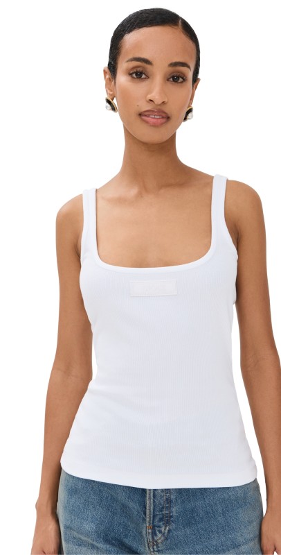 Versace Cotton Stretch Rib Tank Top 1W000/Optical White