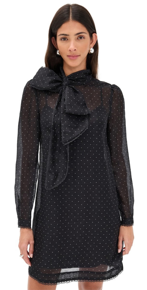 Zimmermann Dream Pussybow Mini Dress Black Dot