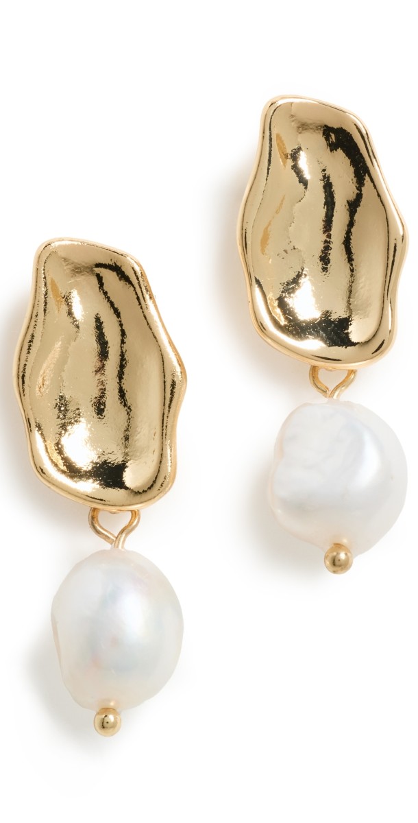 Kenneth Jay Lane Fresh Water Pierced Earrings Gold/Freshwater Pearl