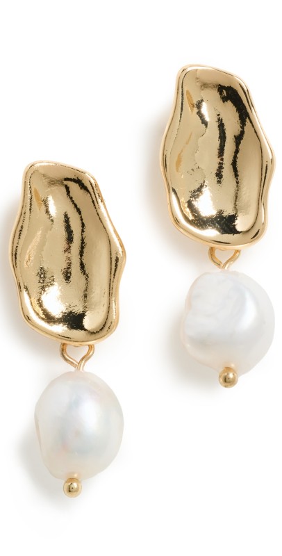Kenneth Jay Lane Fresh Water Pierced Earrings Gold/Freshwater Pearl