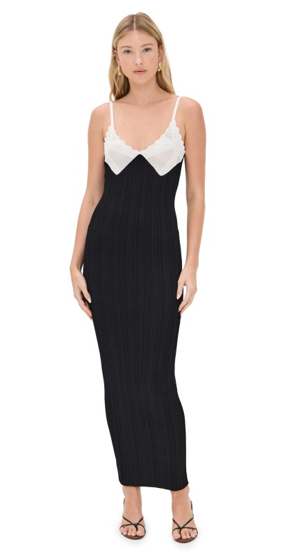 Ronny Kobo Amber Knit Dress White Black