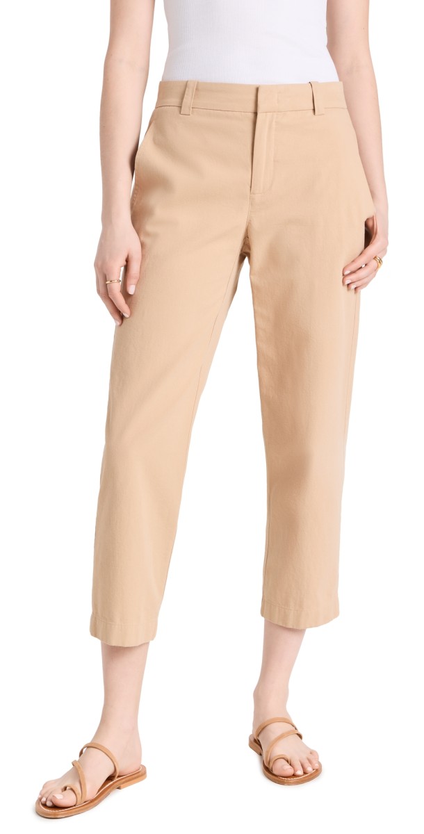 Vince Low Rise Washed Cotton Crop Pants Pale Wheat