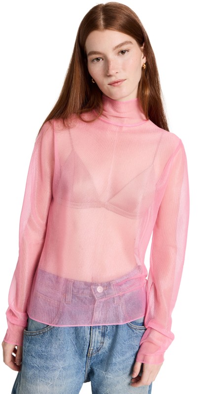 Victoria Beckham Polo Neck Top Pink