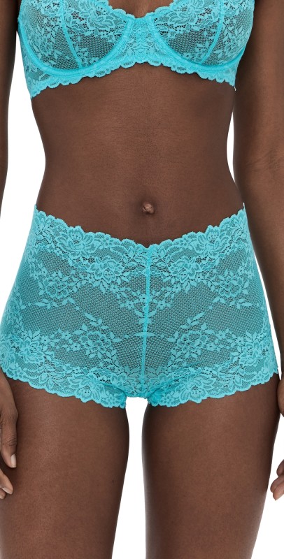Natori Heavenly Lace Boyshorts Electric Aqua
