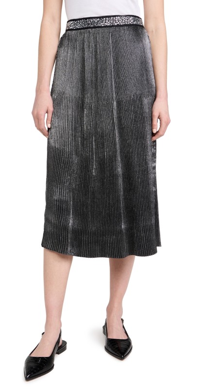 Le Superbe Foil Pleated Skirt Silver