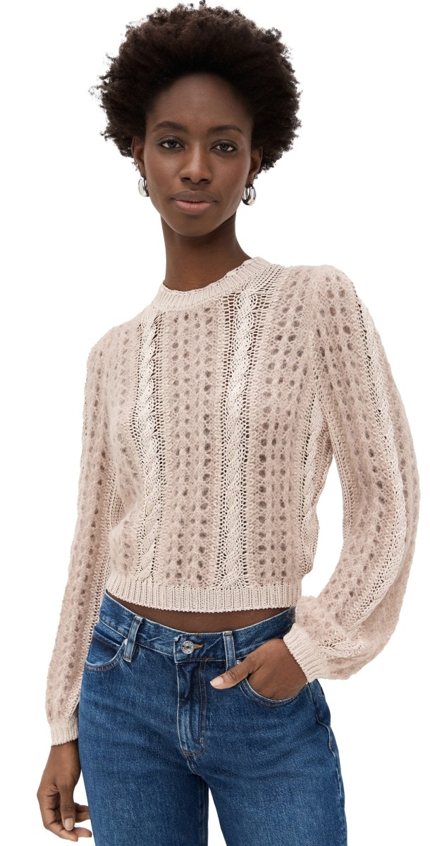 FRAME Femme Cable Mix Sweater Blush Multi