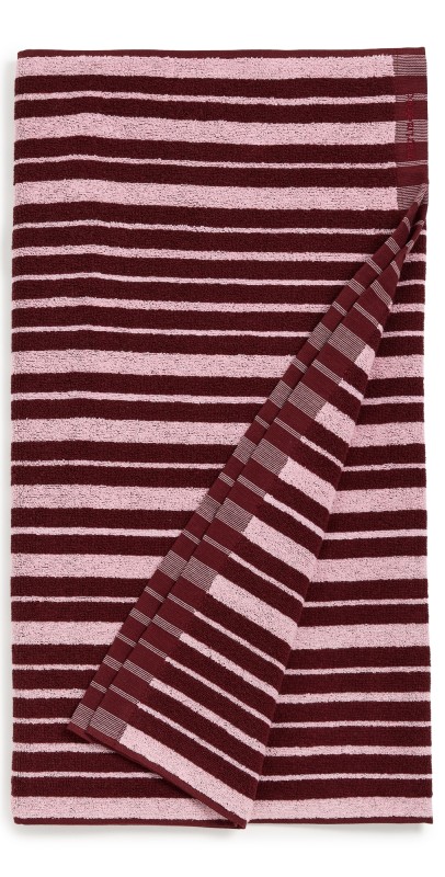 Marimekko Raide Bath Towel Burgundy Strip