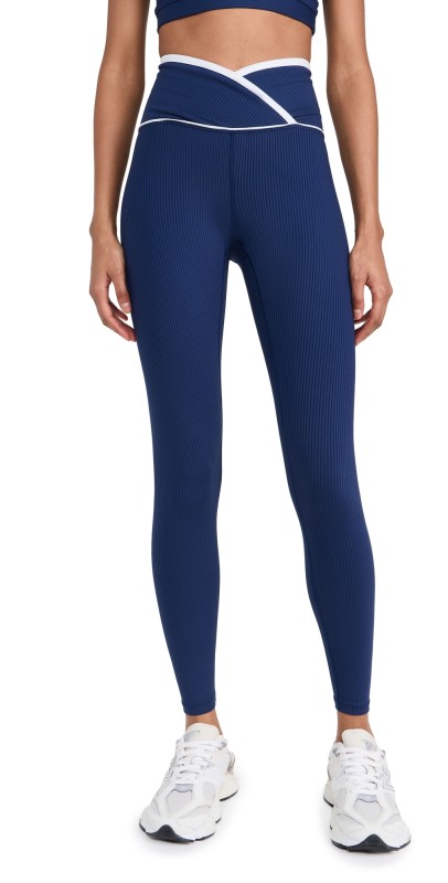 Year of Ours Ribbed Two Tone Veronica Leggings Navy/White