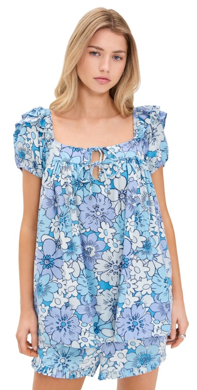 Free People Maggy Mae Set Diva Blue Combo