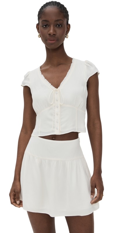Reformation Dorothea Two Piece Crepe Set Ivory