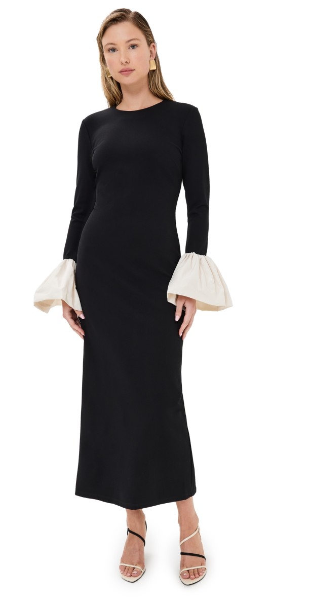 STAUD Hawthorne Maxi Dress Black/Ivory