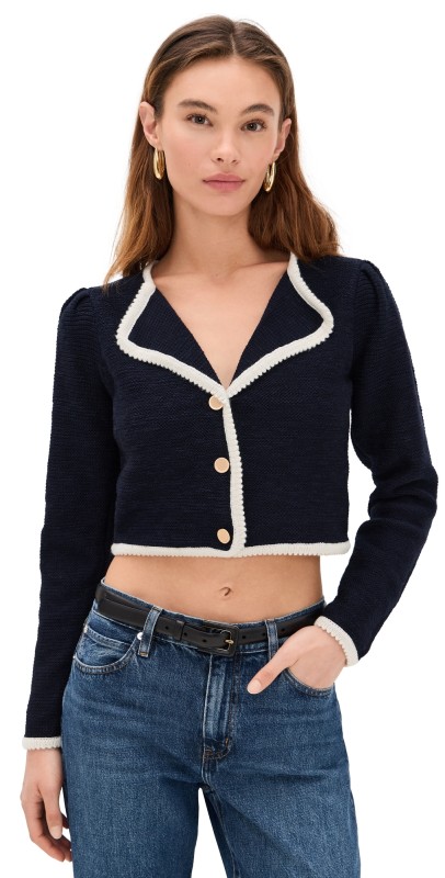 FRAME The Corded Cardi Navy Multi