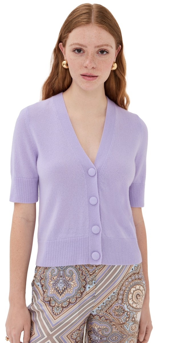 Veronica Beard Solene Cashmere Cardigan Soft Lilac