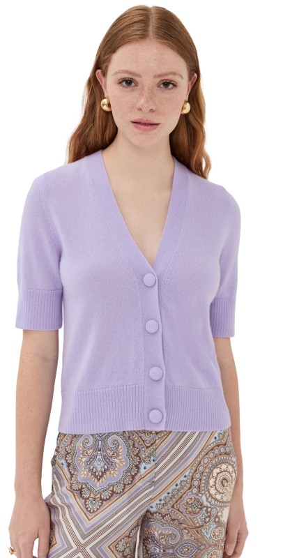 Veronica Beard Solene Cashmere Cardigan Soft Lilac
