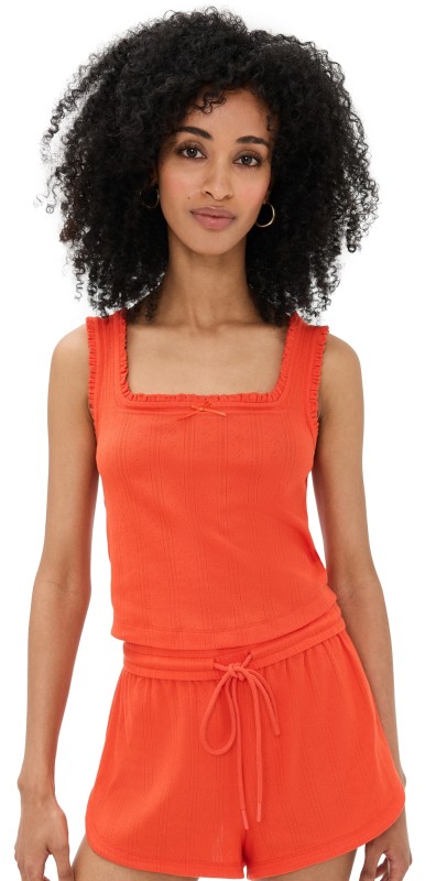 LE BOP Luna Pointelle Tank Heather Grey