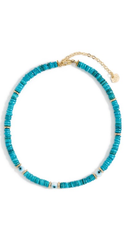 Hijas de Puka Turquoise Dyed Sea Shell Puka Necklace Turquois