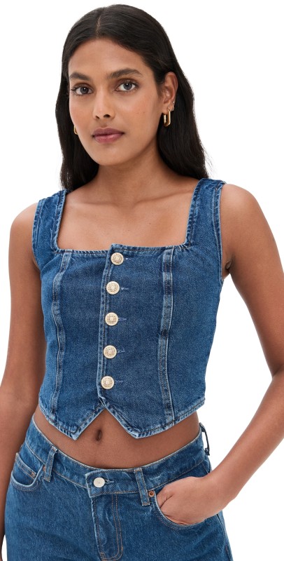 Reformation Bo Denim Top Keila