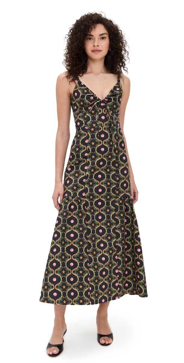 Hill House Home The Lillie Dress Cisco Trellis, Black Multi