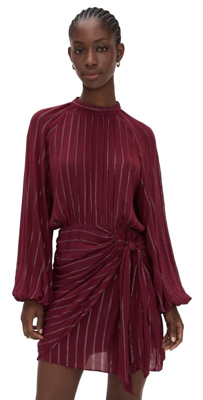 Dress To Short Metallic Wrap Dress Wine