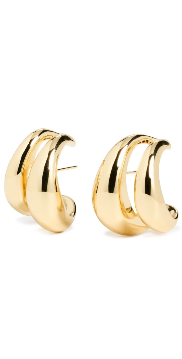 SHASHI Double Odyssey Hoop Earrings Gold