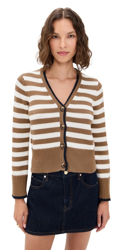 Veronica Beard Jean Monae Cardigan Dark Acorn/Dove