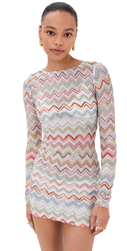 Missoni Long Sleeve Coverup Dress Multicolor w/ White Base