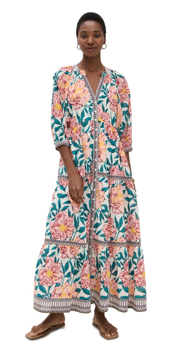 Bell Clara Maxi Dress Pink Yellow Floral