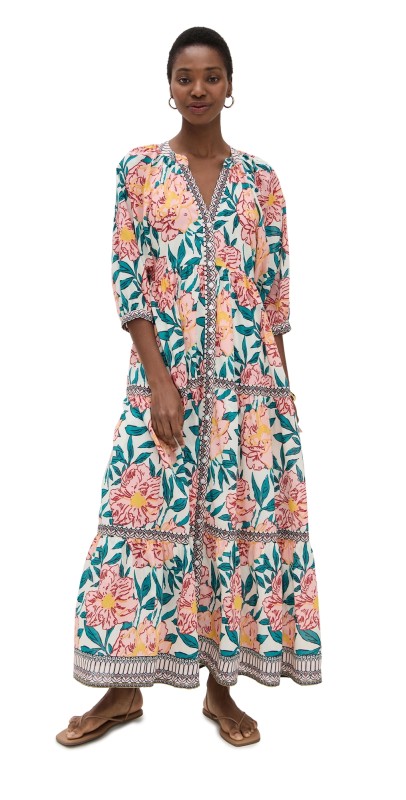 Bell Clara Maxi Dress Pink Yellow Floral