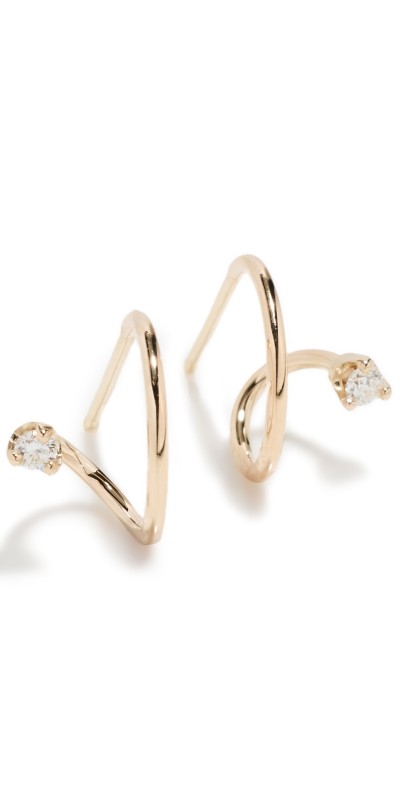 Zoe Chicco 14k Gold Wire Illusion Diamond Huggie Hoop Earrings 14k Yellow Gold