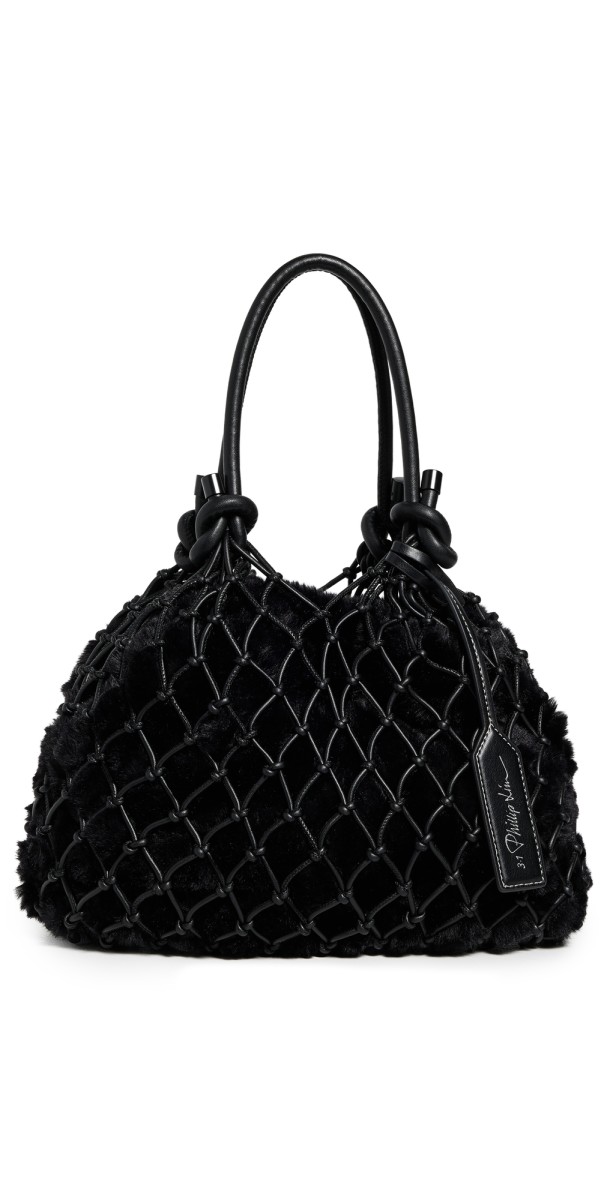 3.1 Phillip Lim Faux Fur Macrame Mini Sac Black