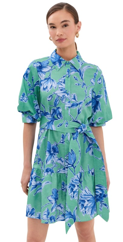Figue Georgie Dress Floral Sketch Apple Green