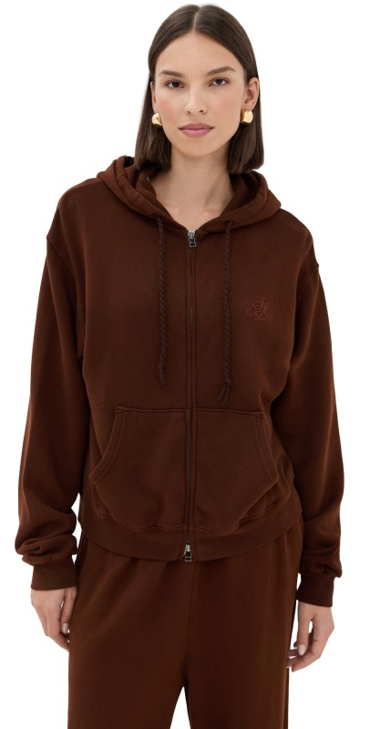 The Elder Statesman Unisex Daily Zip Hoodie Wenge