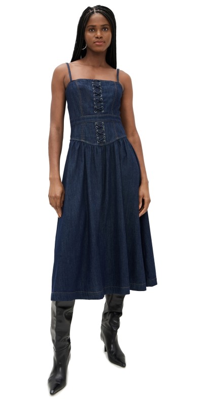 Reformation Florentina Denim Midi Dress Liffey