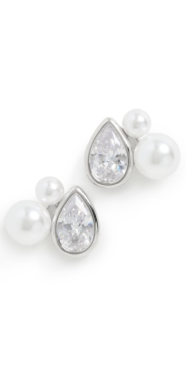 SHASHI Faura Studs Silver/Pearl