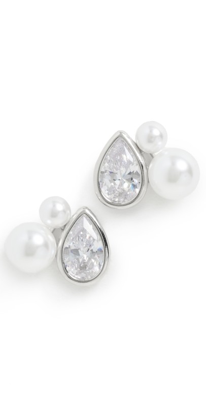 SHASHI Faura Studs Silver/Pearl