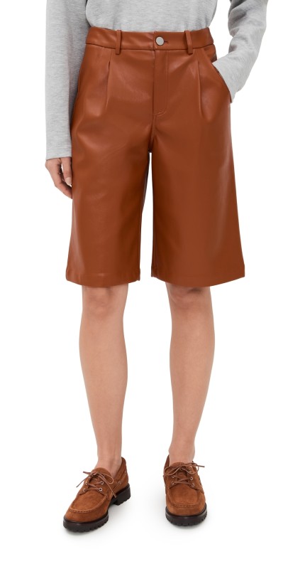 LE BOP Jade Faux Leather Shorts Cognac