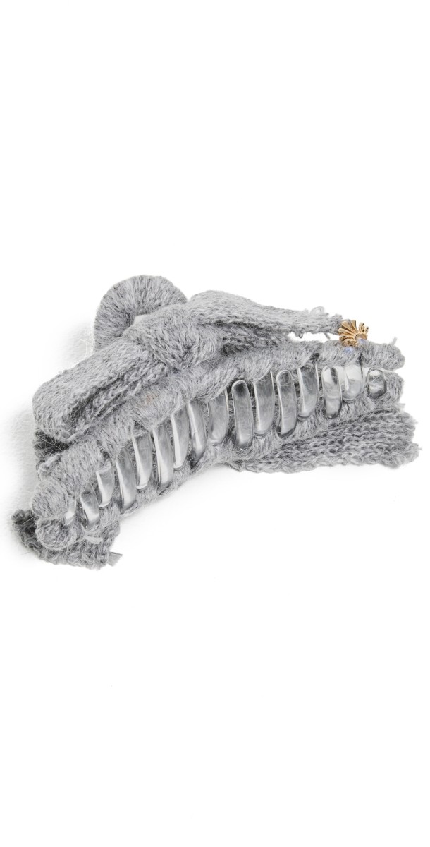 Lele Sadoughi Cable Knit Bow Claw Clip Slate Gray