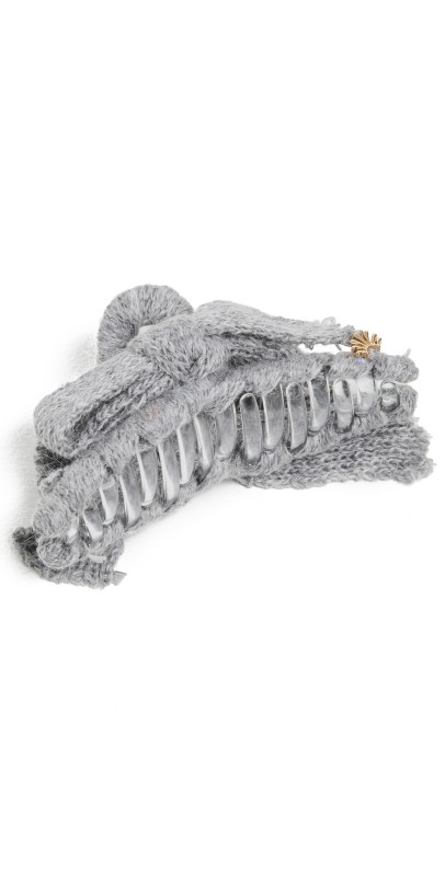 Lele Sadoughi Cable Knit Bow Claw Clip Slate Gray
