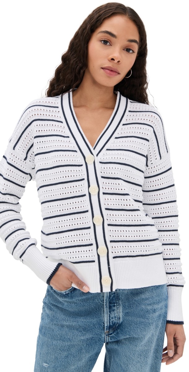 Varley Antonia Relaxed Cardigan white/blue nights