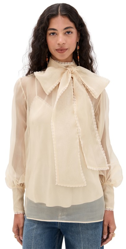 Zimmermann Momento Organza Blouse Sepia